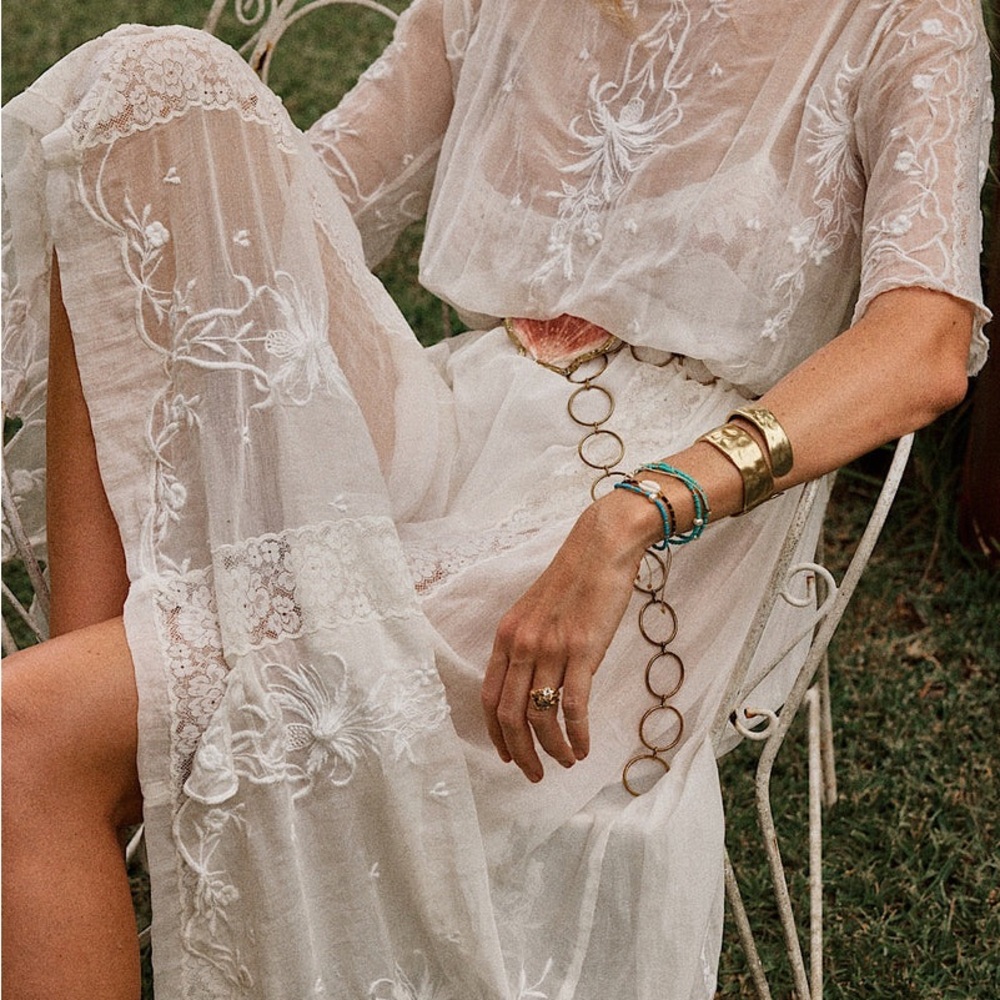 SOLD- Chasing Unicorns Natural Mystic Silk/Cotton Maxi Dress